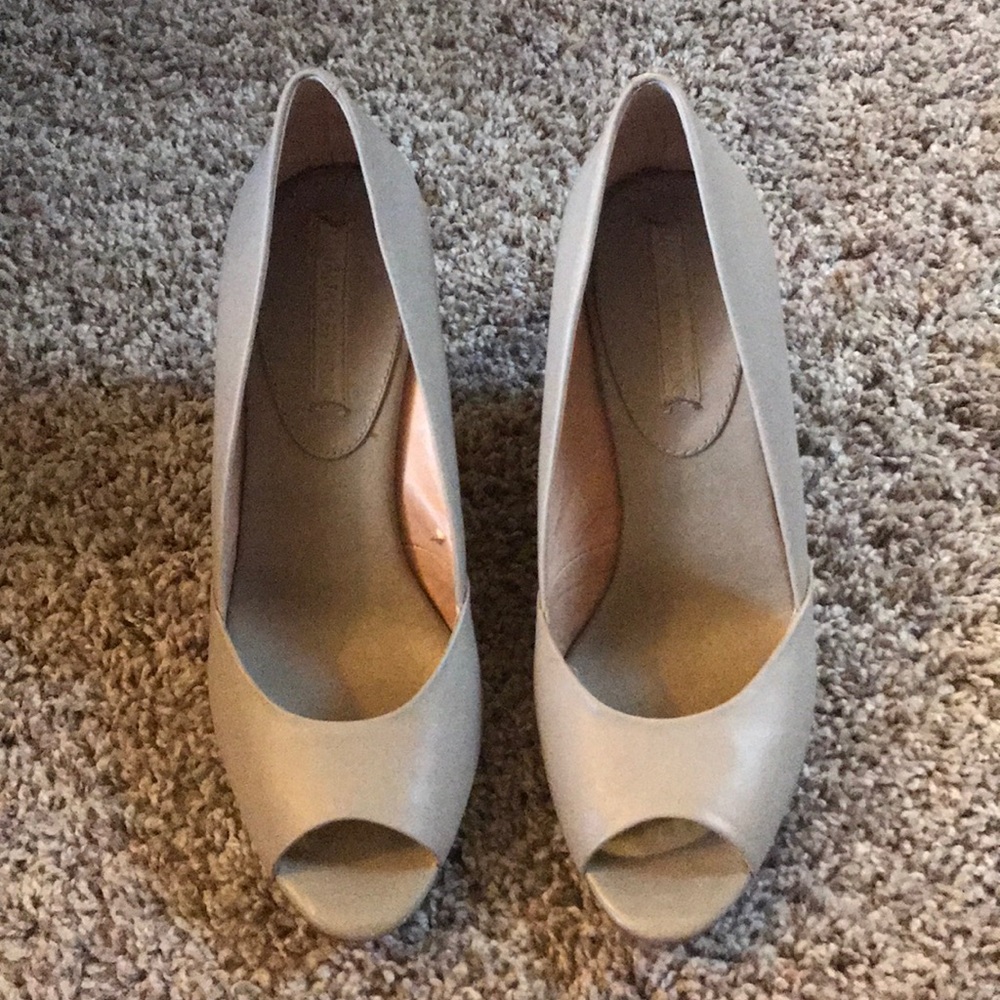 Khaki Open Toe Wedges